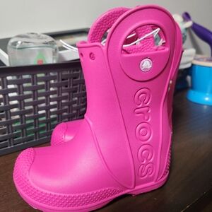 Electric Pink Toddler Girl Crocs Boots